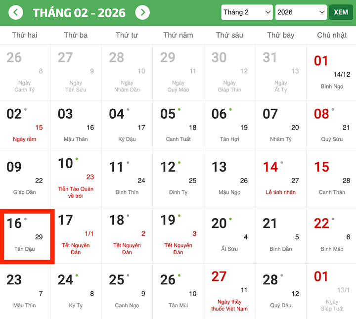 Vì sao năm Bính Ngọ 2026 không có ngày 30 Tết?