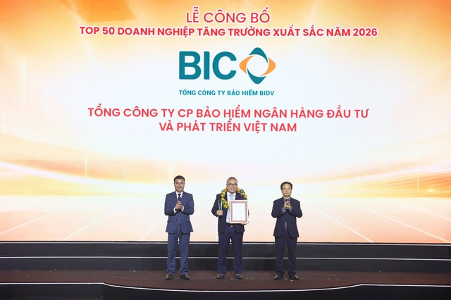 BIC lọt Top 50 doanh nghiệp tăng trưởng xuất sắc Việt Nam năm 2026- Ảnh 1.